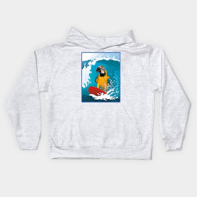 blue-yellow macaw Kids Hoodie by obscurite